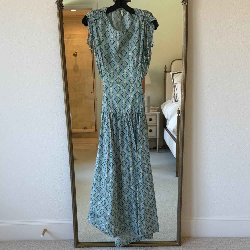 Mango Light Blue Printed Maxi Dress